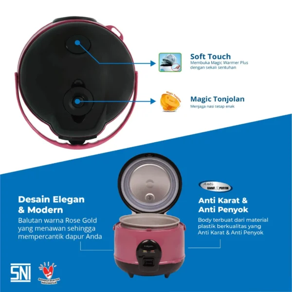 magic com miyako mcm512csbc magic warmer plus rice cooker nanoal 1.2 liter 315 w garansi resmi original