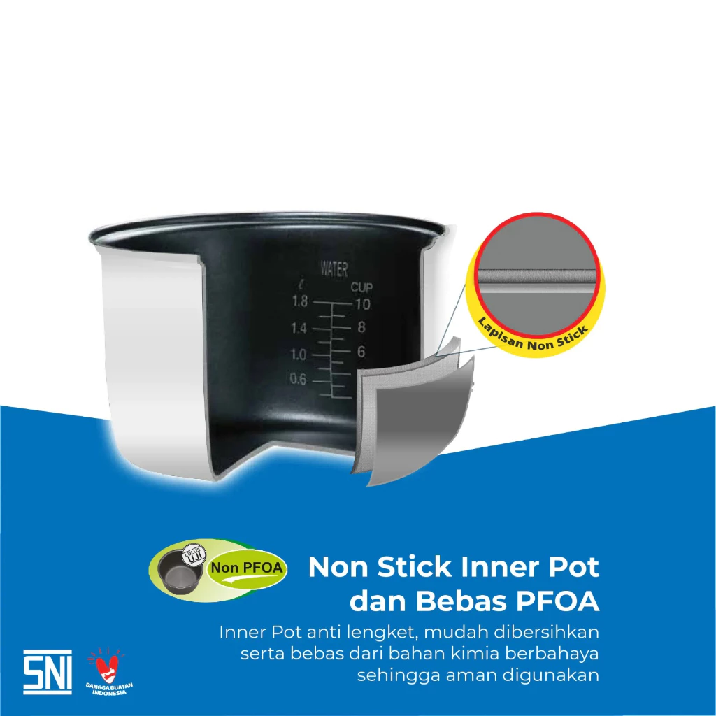 magic com miyako mcm586 rice cooker anti lengket dan penyok magic warmer plus 1.8l 3in1 garansi resmi original