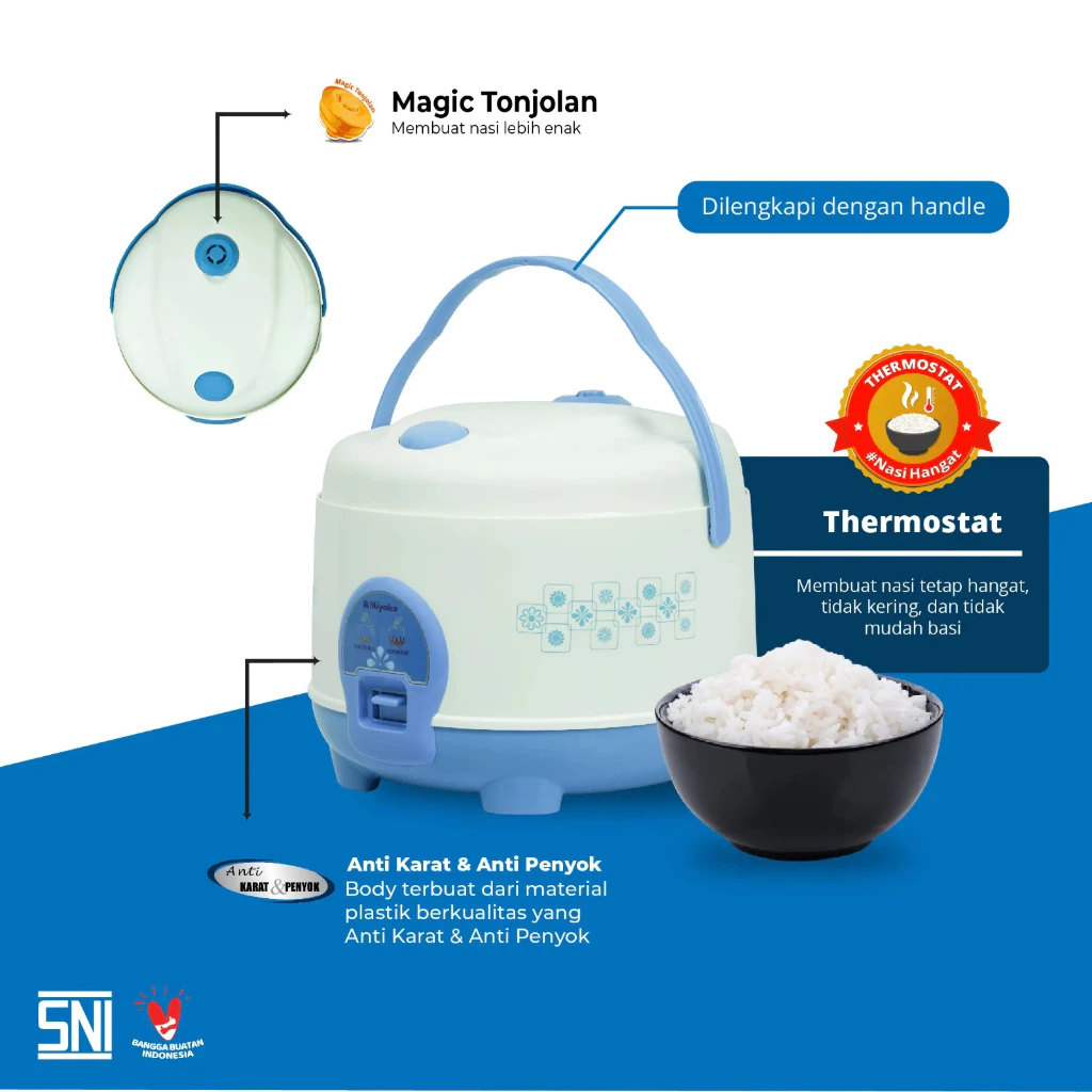 magic com miyako mcm586 rice cooker anti lengket dan penyok magic warmer plus 1.8l 3in1 garansi resmi original
