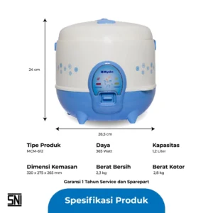 magic com miyako mcm612 rice cooker3 in 1 magic warmer plus 1.2 liter garansi resmi original