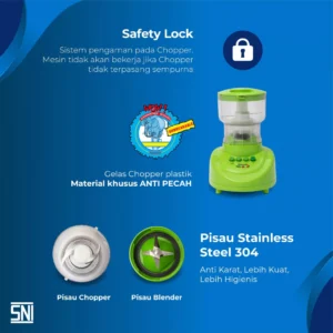 blender chopper miyako ch501pf/ap (plastik) hijau [1.5l] garansi resmi original