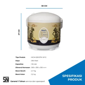 magic com miyako mcm508btkwyg rice cooker 1.8 liter motif batik 395 watt garansi resmi original