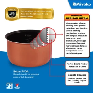 magic com miyako mcm586bh nanoal berlian hitam rice cooker 1.8 liter 3in1 magic warmer baby pink garansi resmi original