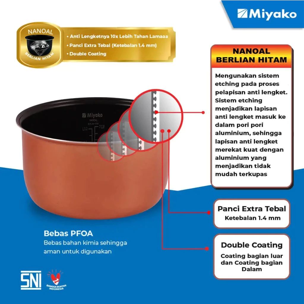 magic com miyako mcm586bh nanoal berlian hitam rice cooker 1.8 liter 3in1 magic warmer baby pink garansi resmi original