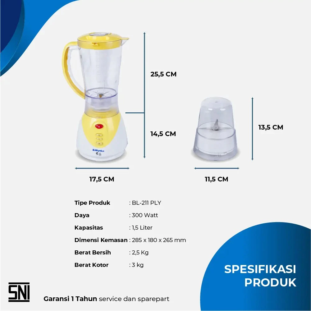 blender miyako bl211ply (plastik) kuning [1.5l] garansi resmi original