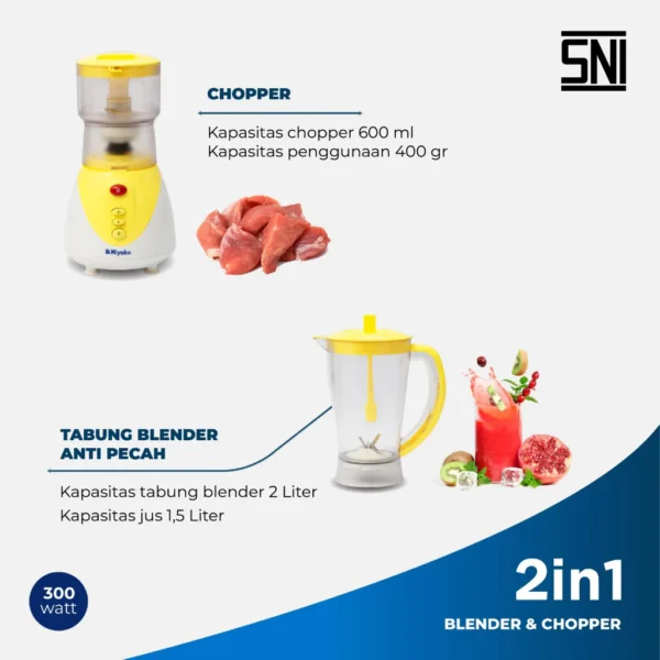 blender chopper miyako ch511ply yellow [1,5 l] plastik garansi resmi original
