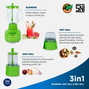 blender miyako bl152gf (kaca) hijau [1.5l] garansi resmi original