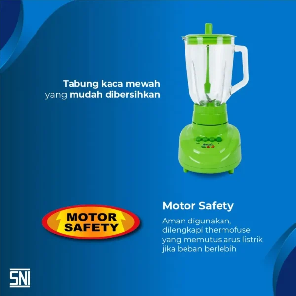 blender miyako bl152gf (kaca) hijau [1.5l] garansi resmi original
