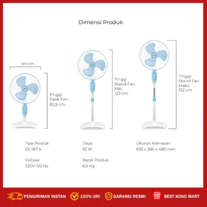maspion kipas angin berdiri / stand fan 16 inch ex 167 s 2in1 original