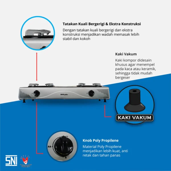kompor gas miyako kg202se body stainless 2 tungku garansi resmi original