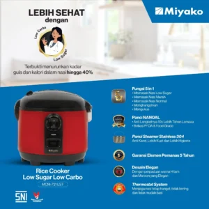magic com low sugar carbo miyako mcm721lst rice cooker 3 in 1 magic warmer plus 1.8 liter garansi resmi original