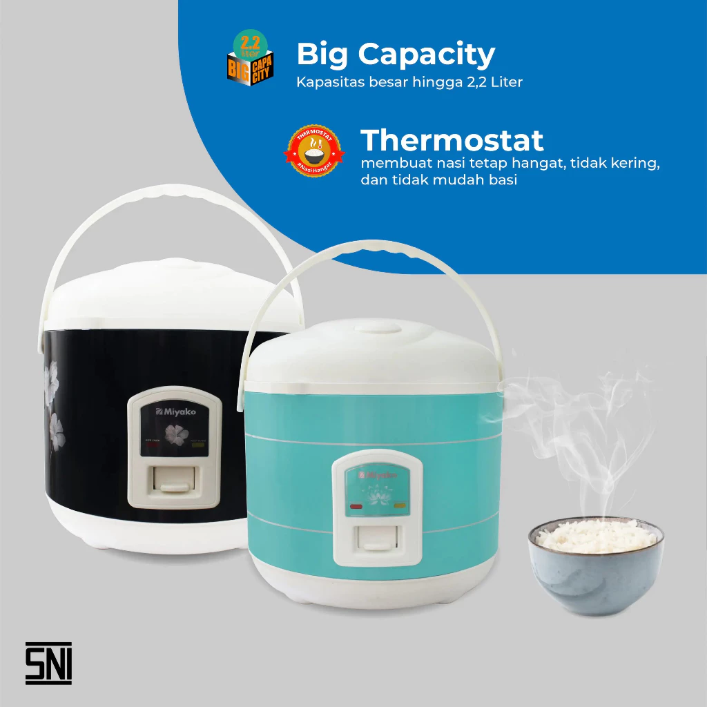 magic com miyako mcm838 rice cooker 3 in 1 penanak penghangat nasi 2.2 liter garansi resmi original