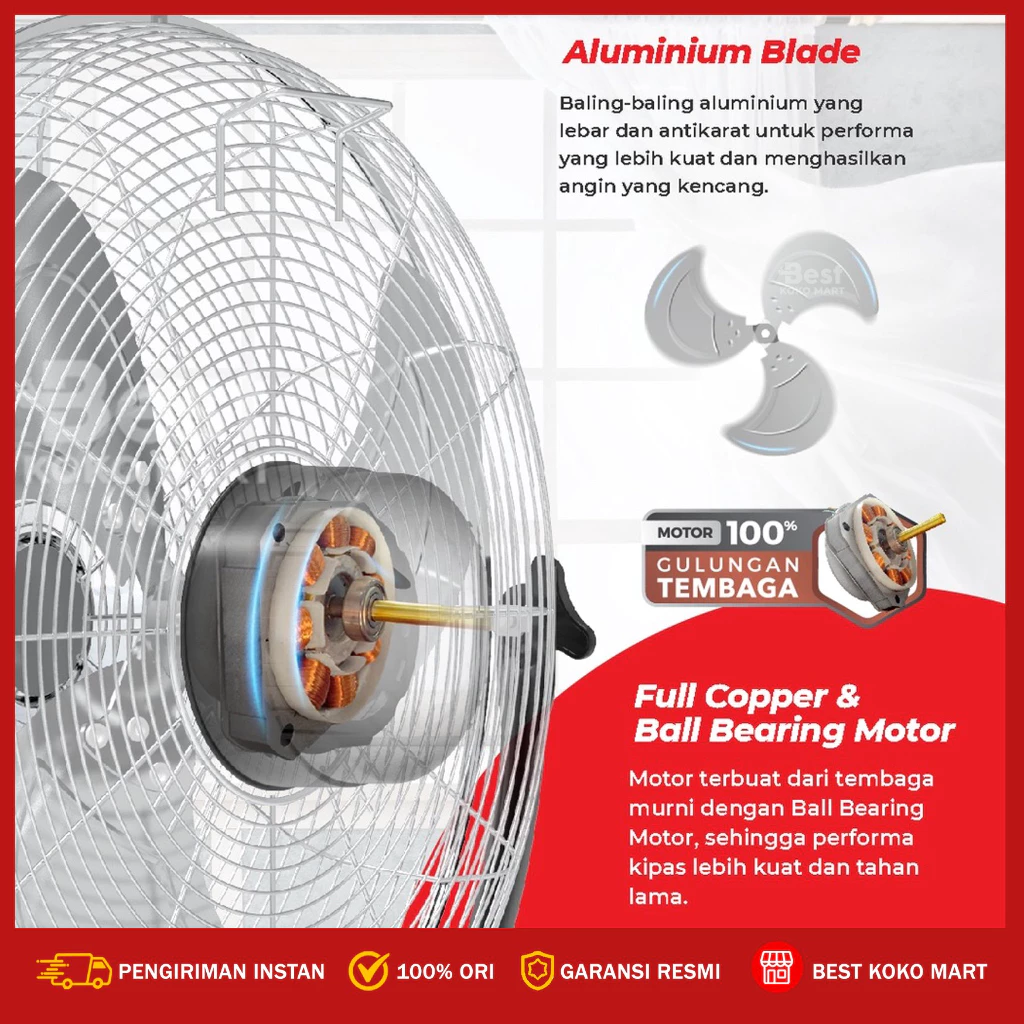 maspion power fan / kipas angin berdiri / stand fan 20 inch pw 507 s original