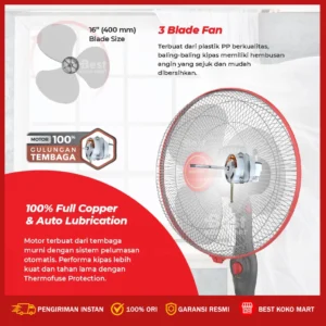 maspion kipas angin berdiri / stand fan 16 inch ex 1611 garansi resmi original