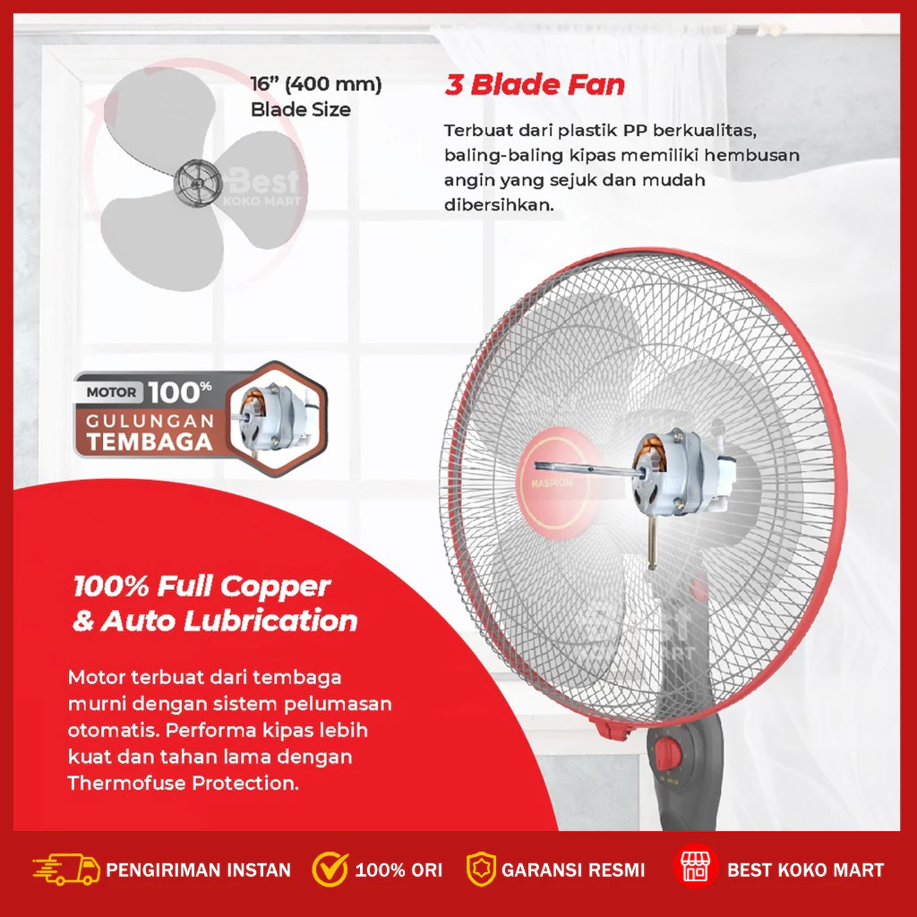 maspion kipas angin berdiri / stand fan 16 inch ex 1611 garansi resmi original maspion kipas angin berdiri / stand fan 16 inch ex 1611 garansi resmi original