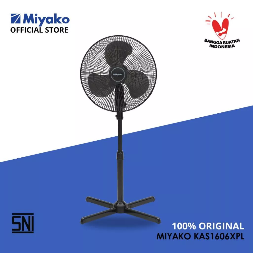 kipas angin miyako kas1606xpl stand fan 16 inc jaring plastik garansi resmi original