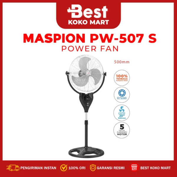 maspion power fan / kipas angin berdiri / stand fan 20 inch pw 507 s original