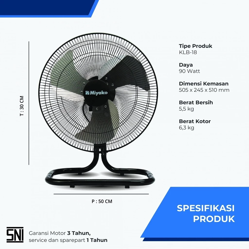 kipas angin miyako tornado fan klb18 kipas meja [18 inch] garansi resmi original