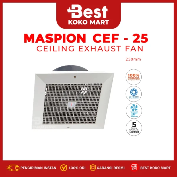 maspion exhaust fan cef 25 / kipas angin hexos plafon 10 inch garansi resmi original