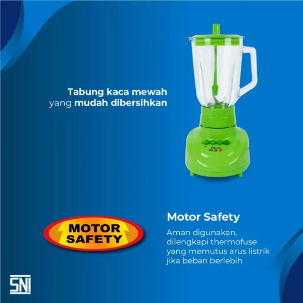 blender miyako bl151gf (kaca) hijau [1.5l] garansi resmi original