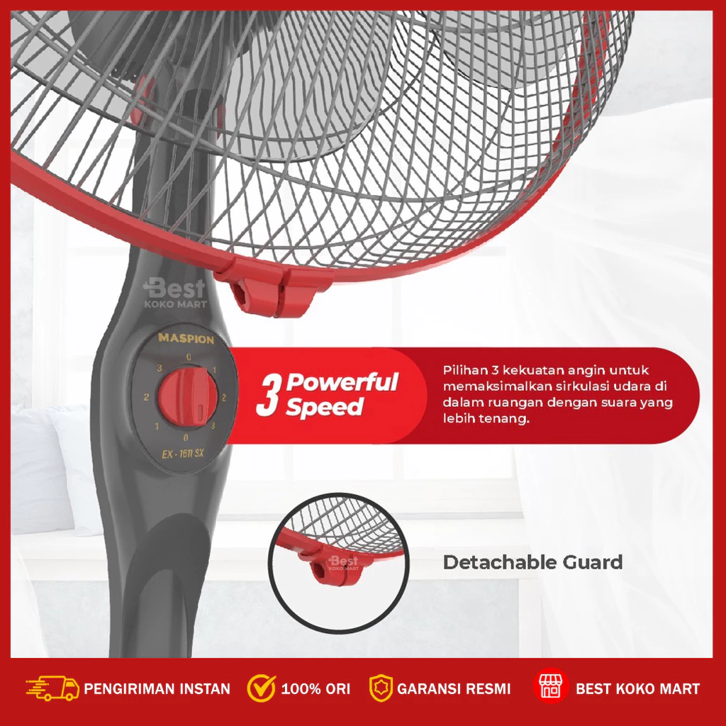 maspion kipas angin berdiri / stand fan 16 inch ex 1611 garansi resmi original maspion kipas angin berdiri / stand fan 16 inch ex 1611 garansi resmi original