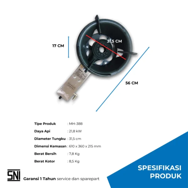 kompor gas komersil miyako mh388 1 tungku garansi resmi original