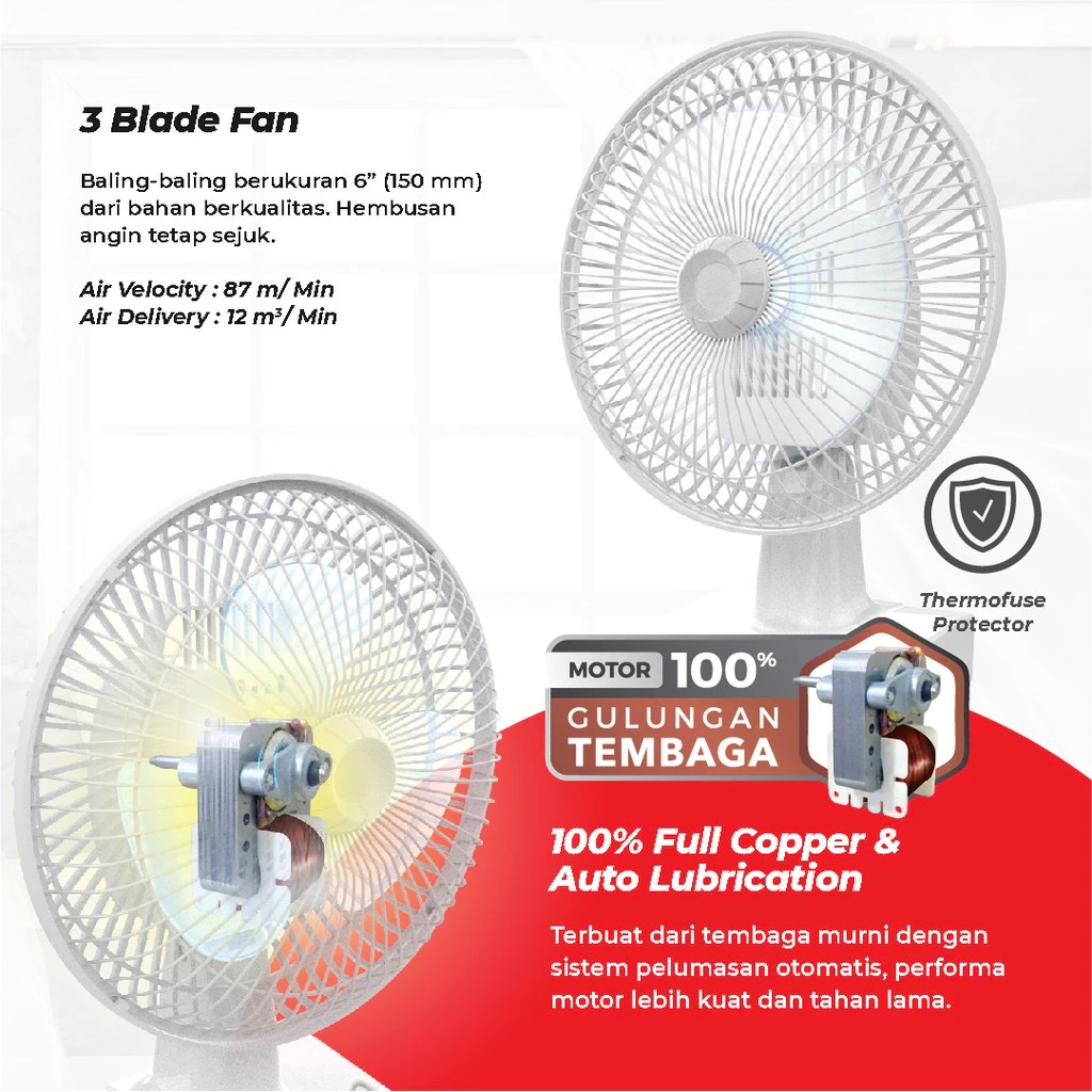 maspion desk fan/ kipas angin meja 6inch f 15da original garansi resmi