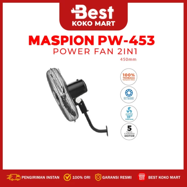 maspion power fan 2in1 / kipas angin berdiri 18 inch pw 453 2in1 original