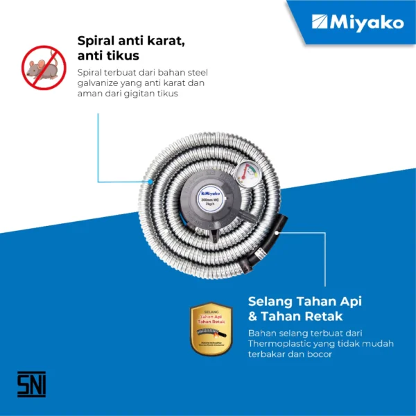 regulator selang gas miyako rms106m [1.8m] garansi resmi original