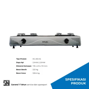 kompor gas miyako kg202se body stainless 2 tungku garansi resmi original