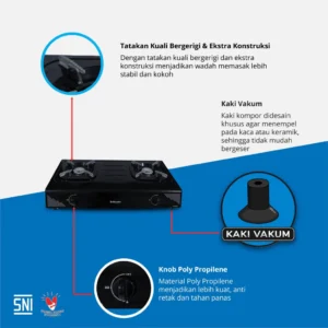 kompor gas miyako kg202ce 2 tungku tekanan rendah garansi resmi original