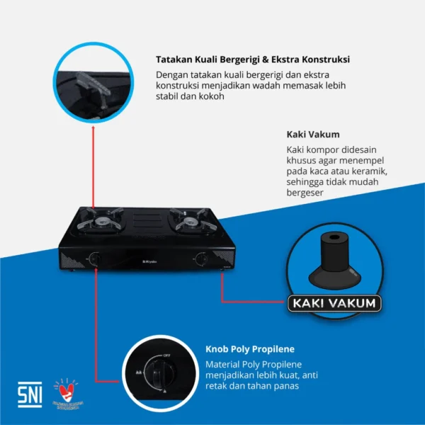 kompor gas miyako kg202ce 2 tungku tekanan rendah garansi resmi original