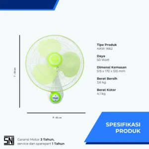 kipas angin miyako kaw1662gb kipas dinding 16 inc wall fan 3 baling baling kaw 1662 gb garansi resmi original