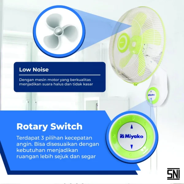 kipas angin miyako kaw1662gb kipas dinding 16 inc wall fan 3 baling baling kaw 1662 gb garansi resmi original