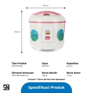 magic com miyako mcm507bgl magic warmer plus [1.8 l] rice cooker garansi resmi original