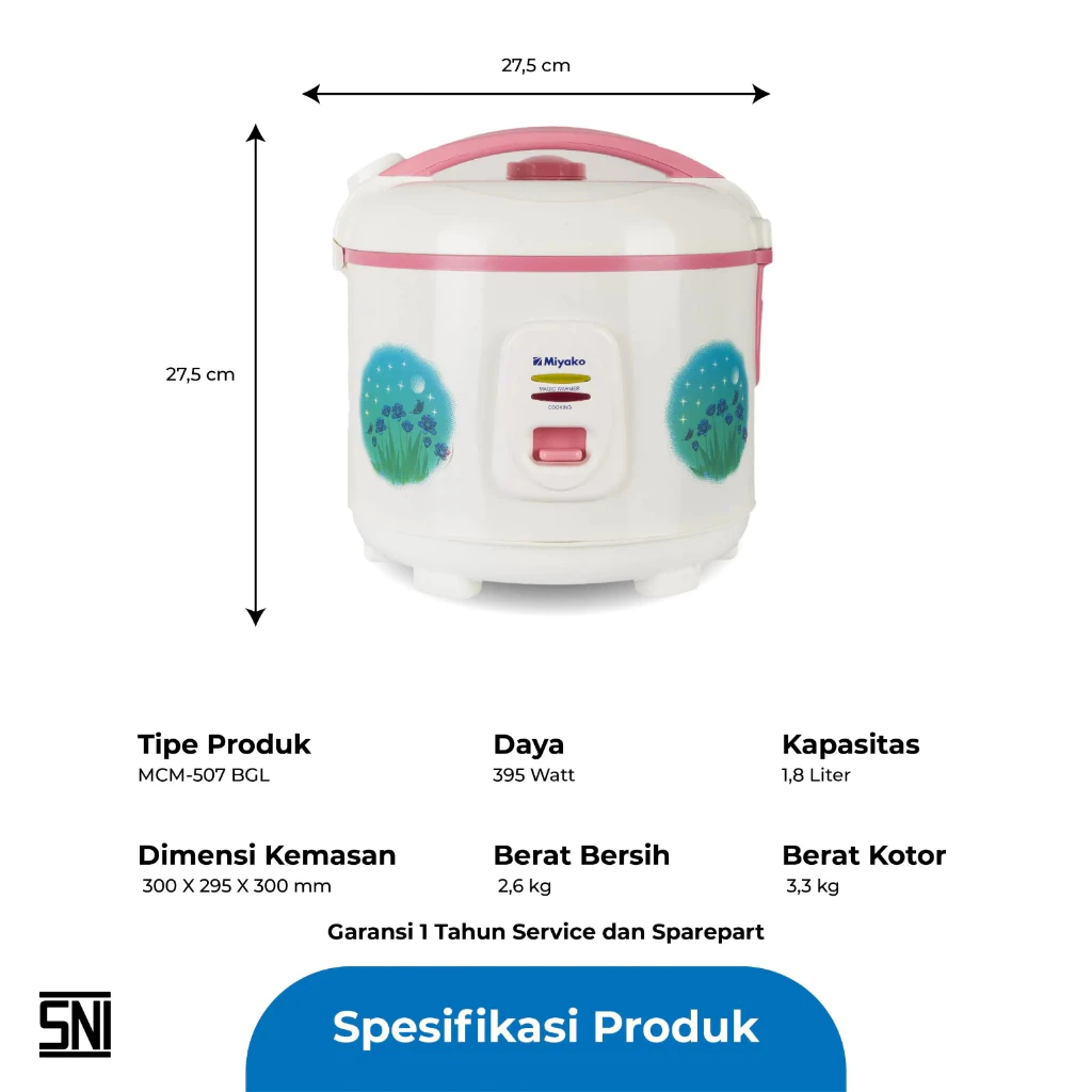 magic com miyako mcm507bgl magic warmer plus [1.8 l] rice cooker garansi resmi original