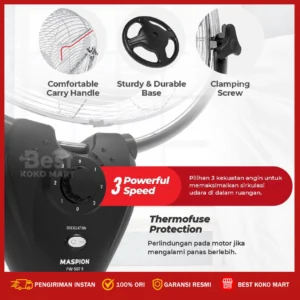 maspion power fan / kipas angin berdiri / stand fan 20 inch pw 507 s original