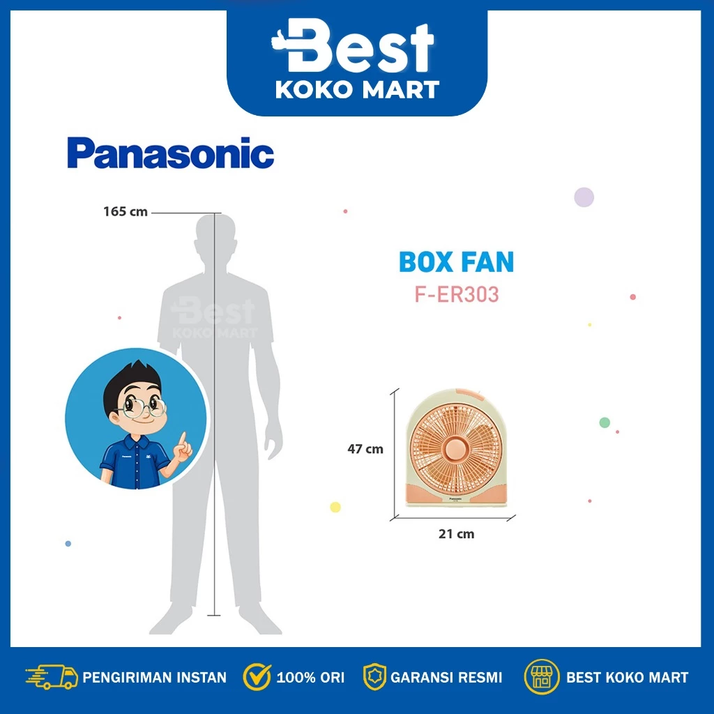 panasonic f er303 p2 kipas angin / box fan garansi resmi original