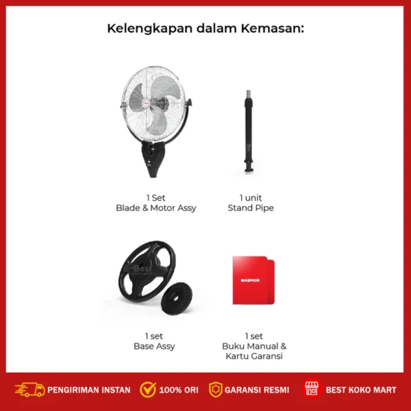 maspion power fan / kipas angin berdiri / stand fan 20 inch pw 507 s original