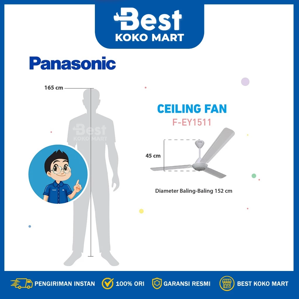 panasonic f ey1511 w ceiling fan (putih) garansi resmi original panasonic f ey1511 w ceiling fan (putih) garansi resmi original