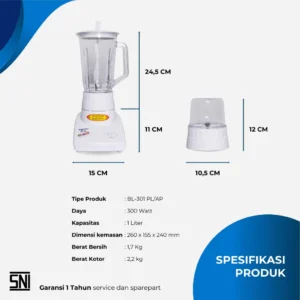 blender miyako bl301pl/ap (plastik) 1l garansi resmi original