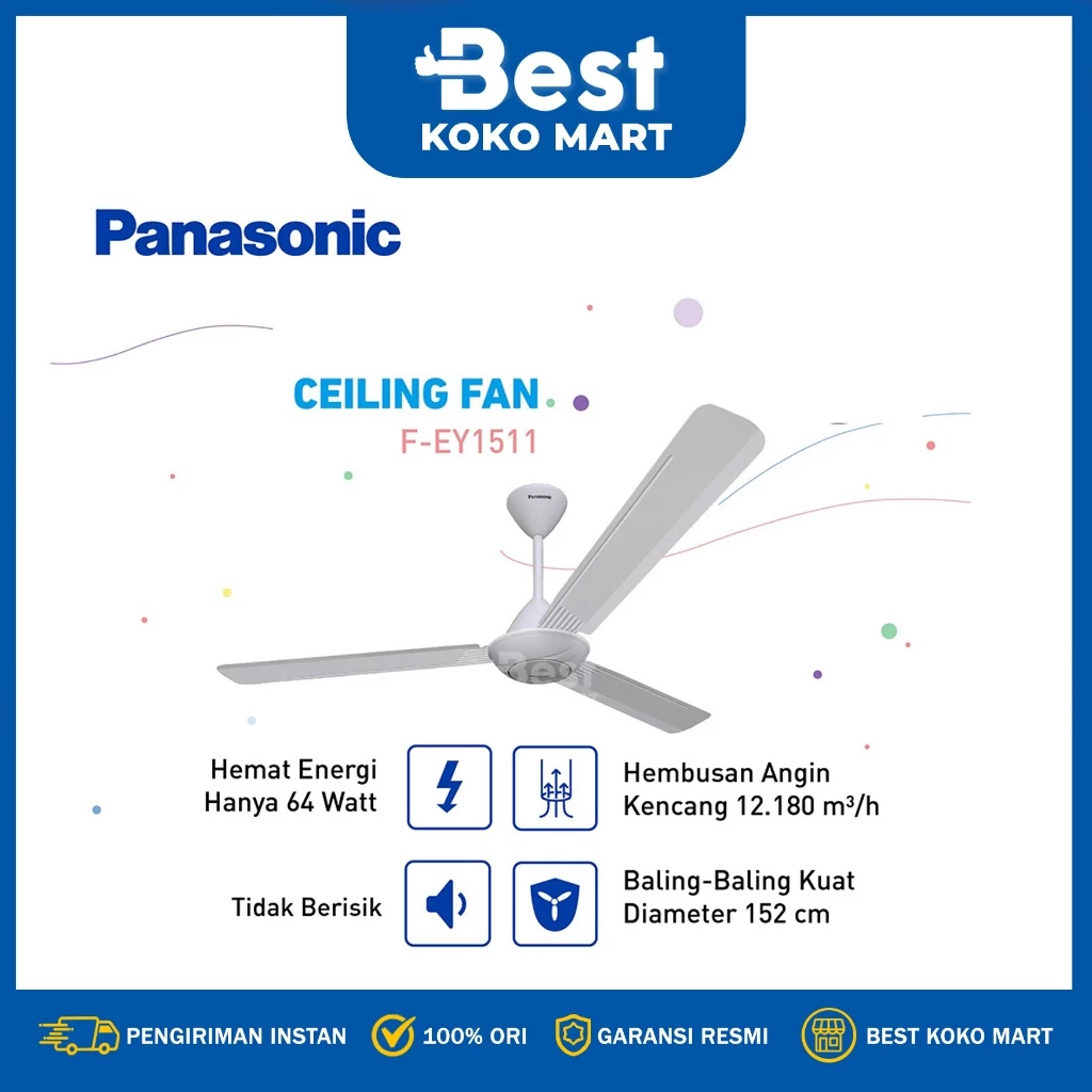panasonic f ey1511 w ceiling fan (putih) garansi resmi original panasonic f ey1511 w ceiling fan (putih) garansi resmi original