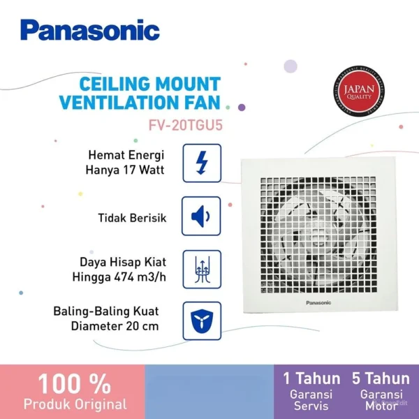 panasonic fv 20tgu5 w kipas ventilasi / ventilating fan garansi original resmi