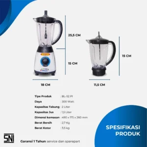 blender miyako bl52pi plastik 1.5l 2in1 300wn garansi resmi original