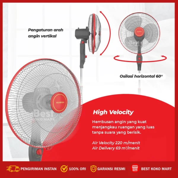 maspion kipas angin berdiri / stand fan 16 inch ex 1611 garansi resmi original