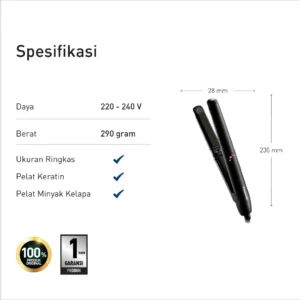 panasonic eh hv11 k415 hair straightener ceramic plate black garansi resmi original