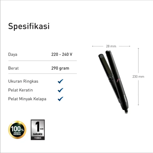 panasonic eh hv11 k415 hair straightener ceramic plate black garansi resmi original