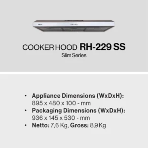 rinnai cooker hood penghisap asap rh 229 garansi resmi original