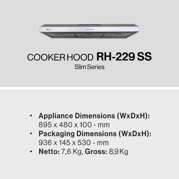 rinnai cooker hood penghisap asap rh 229 garansi resmi original