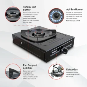 rinnai kompor gas 1 tungku stainless ri 201 s garansi resmi original